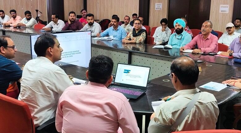 DC Samba Ayushi Sudan reviewing development plans meeting at District Administrative Complex