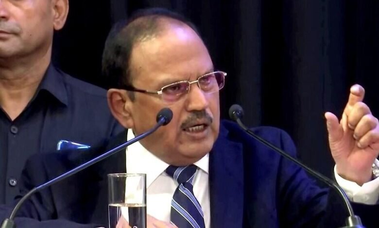 NSA Ajit Doval delivering a speech on counter-terrorism and international security cooperation at Moscow Forum.