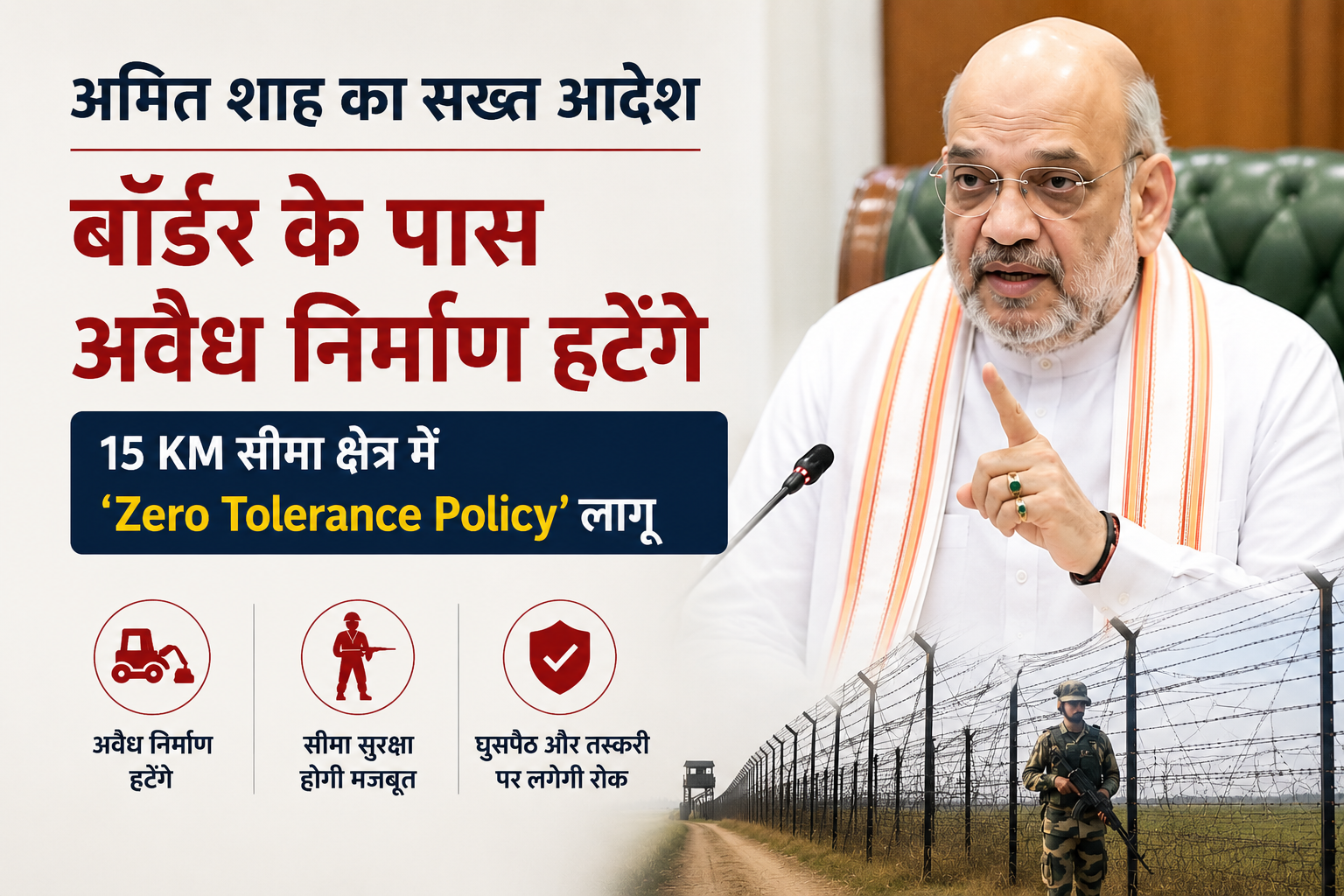 Amit Shah द्वारा border area में illegal constructions पर सख्त कार्रवाई का आदेश