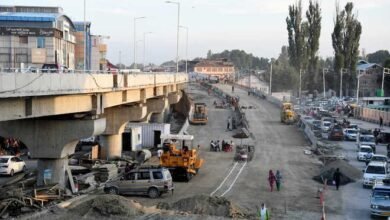 Delina flyover construction work on Srinagar-Baramulla Highway in Kashmir