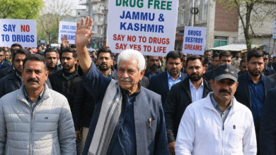 LG Manoj Sinha participating in Drug-Free JK campaign rally in Baramulla to spread awareness against drugs in Jammu and Kashmir.
