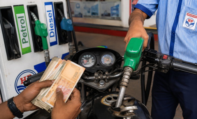 Petrol and diesel price increase at Indian fuel station as customer pays more for fuel during refueling process