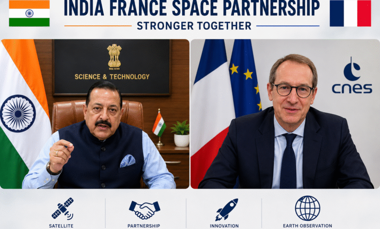 Dr Jitendra Singh and France Minister during India France Space Partnership virtual meeting on Space Technology and Innovatio