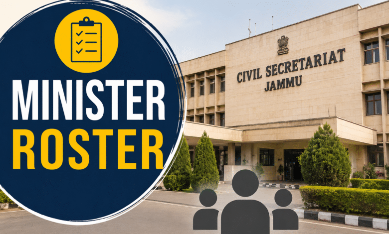 Jammu Minister Roster 2026 issued by Jammu and Kashmir Government to improve administrative transparency and public grievance redressal.