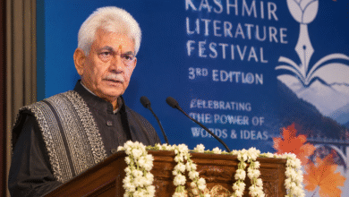 Lieutenant Governor Manoj Sinha inaugurating the third edition of Kashmir Literature Festival in Srinagar.