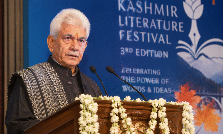 Lieutenant Governor Manoj Sinha inaugurating the third edition of Kashmir Literature Festival in Srinagar.