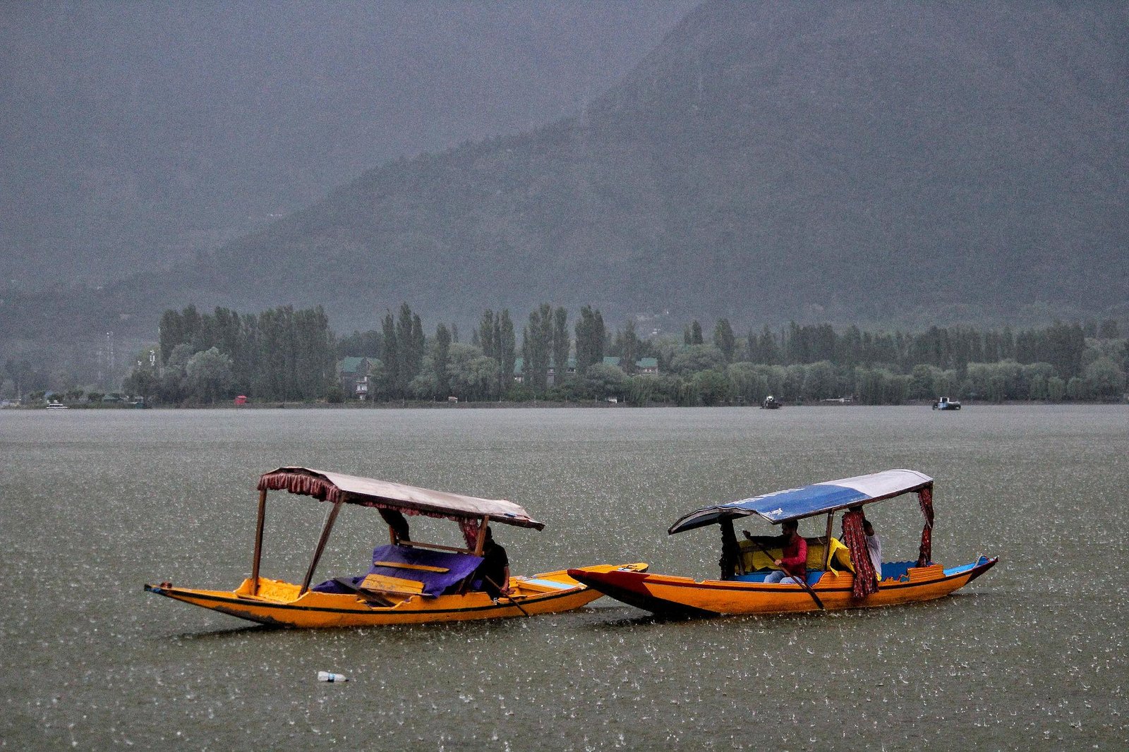 Kashmir Rain Alert के दौरान thunderstorm, तेज बारिश और snowfall के बीच बदला मौसम का नजारा