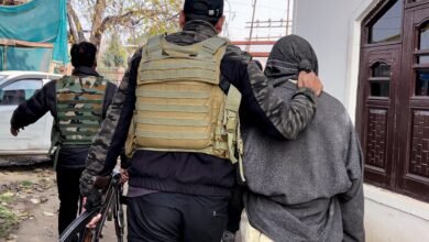 J&K Police personnel during security operation in Kishtwar after arresting two accused linked to helping foreign terrorists.