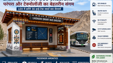 Modern Ladakh Smart Bus Shelters project in Leh with traditional Ladakhi architecture