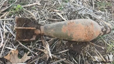 Security teams and Bomb Disposal Squad during mortar shell recovery operation in Samba Jammu Kashmir