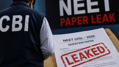 NEET UG Paper Leak मामले में leaked question paper के साथ जांच करती CBI टीम।