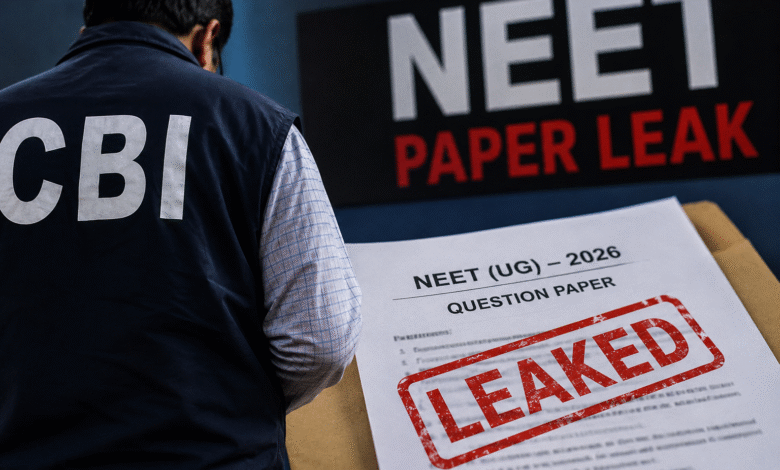 NEET UG Paper Leak मामले में leaked question paper के साथ जांच करती CBI टीम।