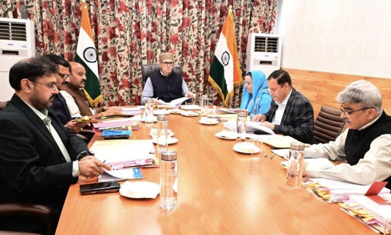 Chief Minister Omar Abdullah chairing Budget 2026 review meeting at Civil Secretariat Jammu Kashmir