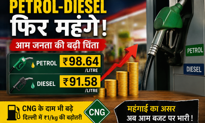 Petrol Diesel Price Hike in India with increased petrol diesel and CNG rates causing inflation concern among common people