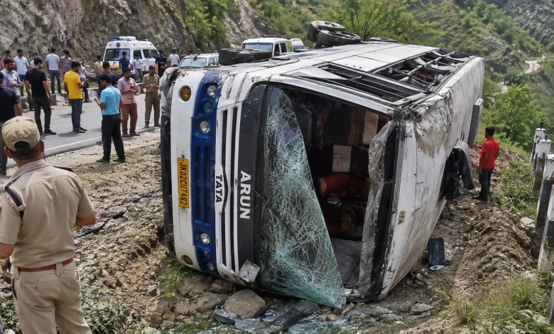 Ramban Bus Accident after passenger bus overturned near Sangaldan area on Gool Sangaldan road in Jammu Kashmir