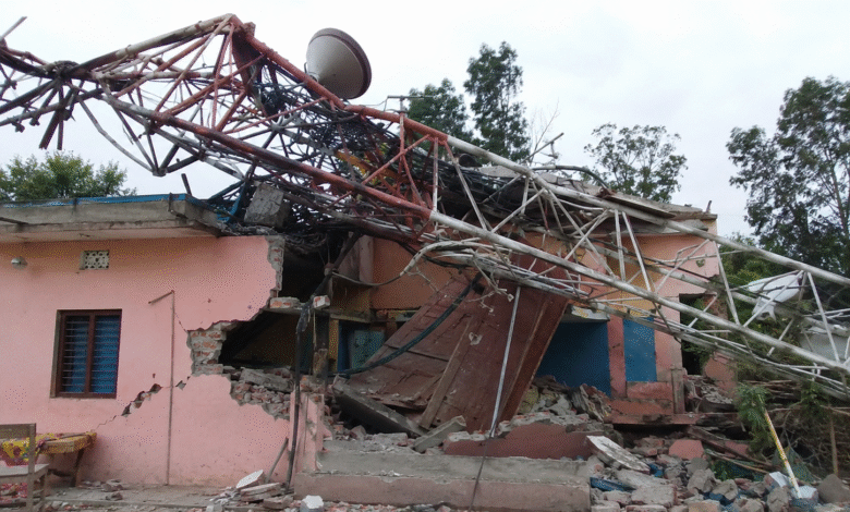 Samba Storm Damage after BSNL tower collapsed on house
