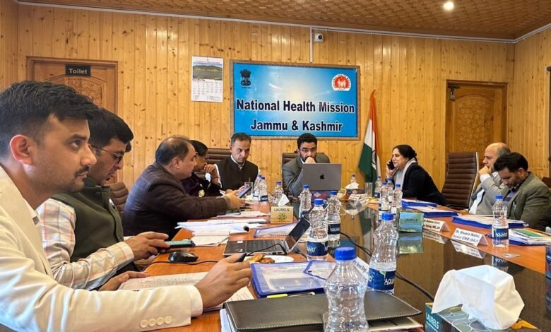 Chief Secretary Atal Dulloo during SEHAT Scheme review meeting with health officials in Jammu and Kashmir.