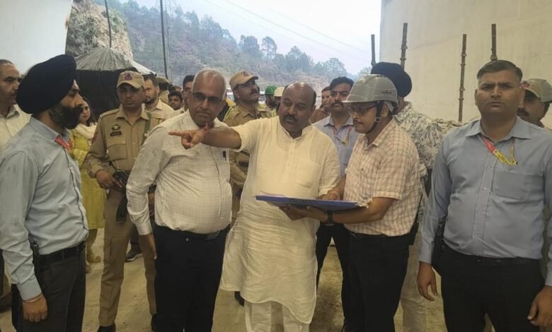Sungal Tunnel Project construction site in Kalidhar, Jammu and Kashmir, showing tunnel entrance and ongoing development work.