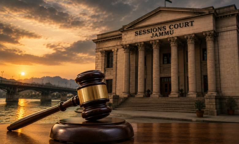 Symbolic court verdict image related to the Tawi Murder Case in Jammu, showing a court gavel and justice theme without any real persons.