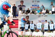 Cyclists participating in Kashmir Cyclothon 2026 flagged off by CM Omar Abdullah in Srinagar on World Bicycle Day.