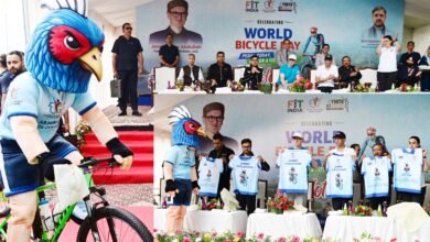 Cyclists participating in Kashmir Cyclothon 2026 flagged off by CM Omar Abdullah in Srinagar on World Bicycle Day.