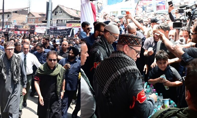 CM Omar Abdullah participating in Zadibal Ashura Visit and distributing water and milk at sabeel during Youm-e-Ashura procession in Srinagar