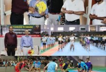 Young athletes participating in Doda Sports Tournament at Indoor Stadium Doda during the Inter-Zonal District Level competition
