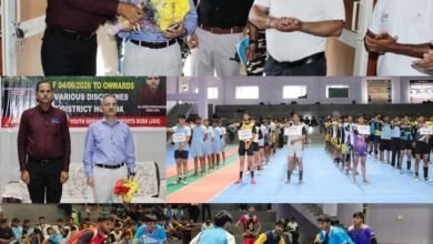 Young athletes participating in Doda Sports Tournament at Indoor Stadium Doda during the Inter-Zonal District Level competition
