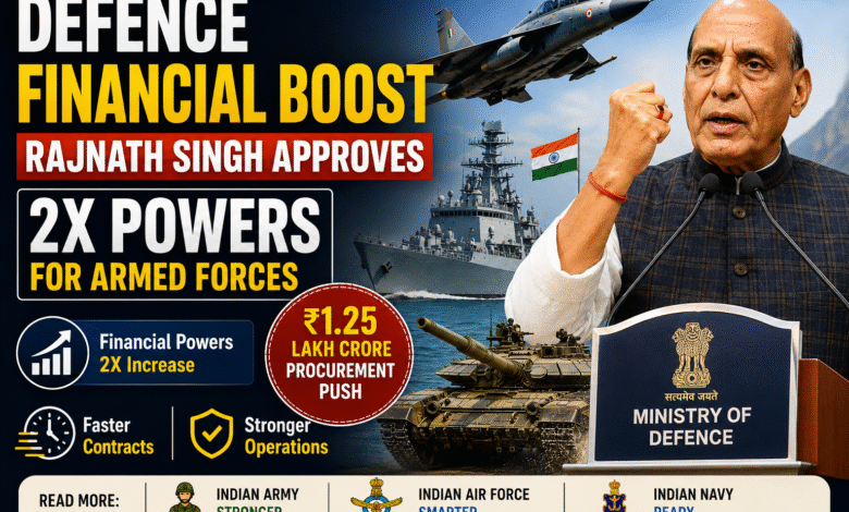 Defence Financial Boost Rajnath Singh approves financial powers increase for Indian Army Navy Air Force