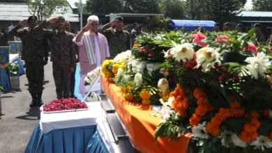 Lieutenant Beereshwar Goswami को Rajouri Anti-Terror Operation में शहादत के बाद श्रद्धांजलि देते हुए, LG Manoj Sinha pays tribute to Army hero