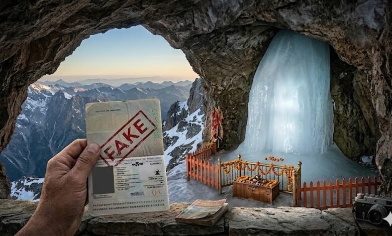 Amarnath Yatra Fraud Case में Ganderbal Police द्वारा fake government officer की गिरफ्तारी का सांकेतिक दृश्य