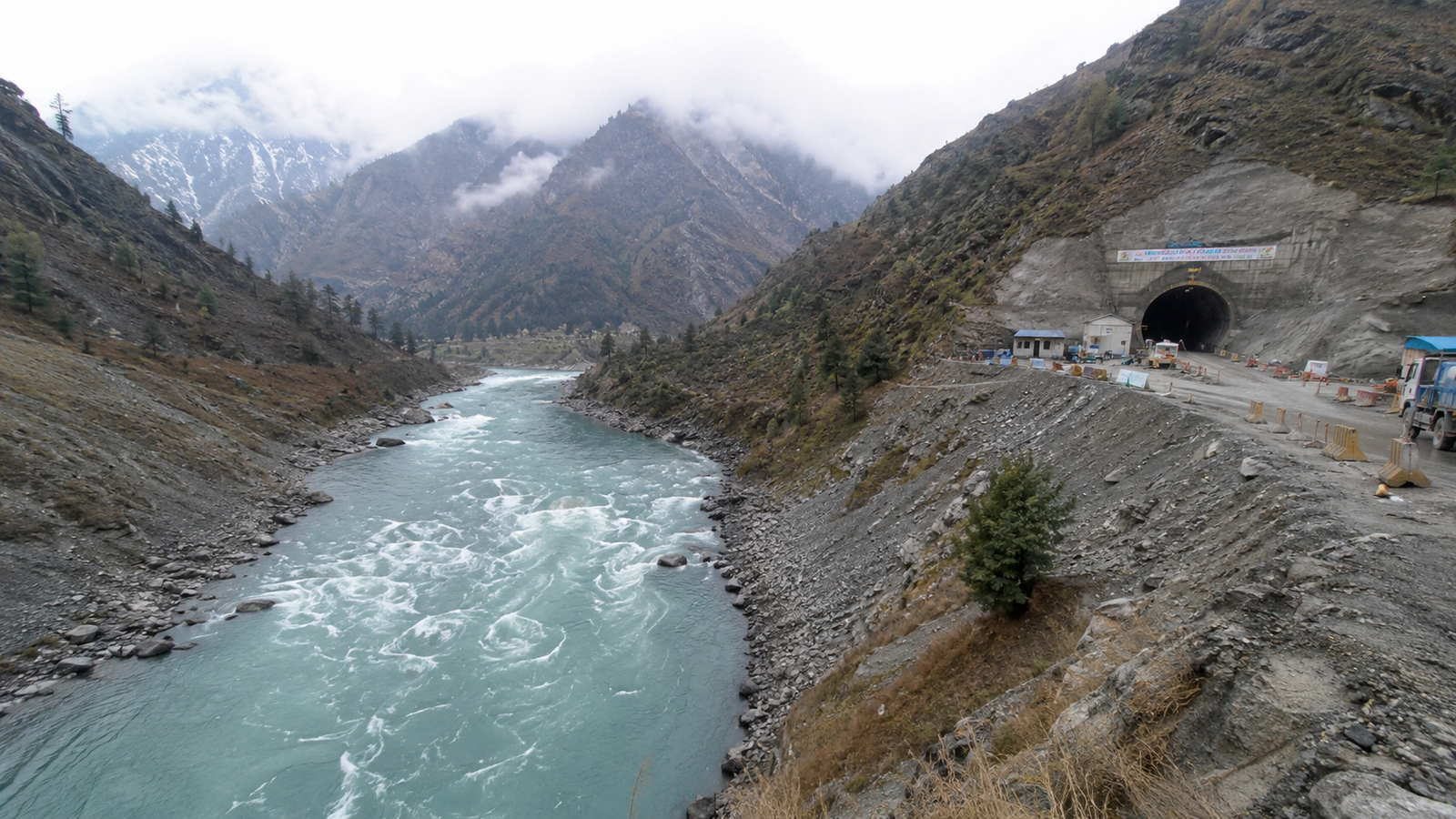 Chenab River से Beas Basin तक प्रस्तावित Chenab-Beas Tunnel Project का सांकेतिक चित्र।