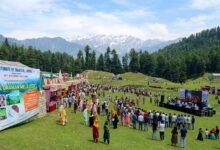 Visitors enjoying cultural performances, local handicrafts and tourism activities during Gool Mela 2026 in Ramban, Jammu and Kashmir