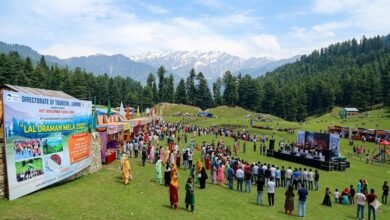 Visitors enjoying cultural performances, local handicrafts and tourism activities during Gool Mela 2026 in Ramban, Jammu and Kashmir