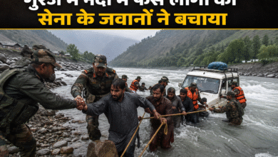 Indian Army carrying out Gurez Rescue Operation in Kishanganga River to save stranded civilians.