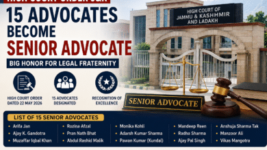 High Court Order J&K 2026 15 Advocates Senior Advocate designation official legal announcement Jammu Kashmir