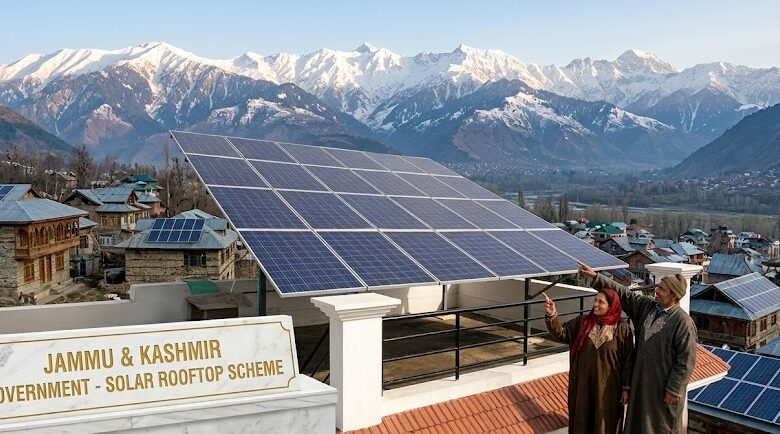 J&K Rooftop Solar मिशन को राष्ट्रीय स्तर पर दूसरा स्थान मिलने का सांकेतिक दृश्य