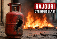 LPG gas cylinder blast accident with fire and emergency response scene
