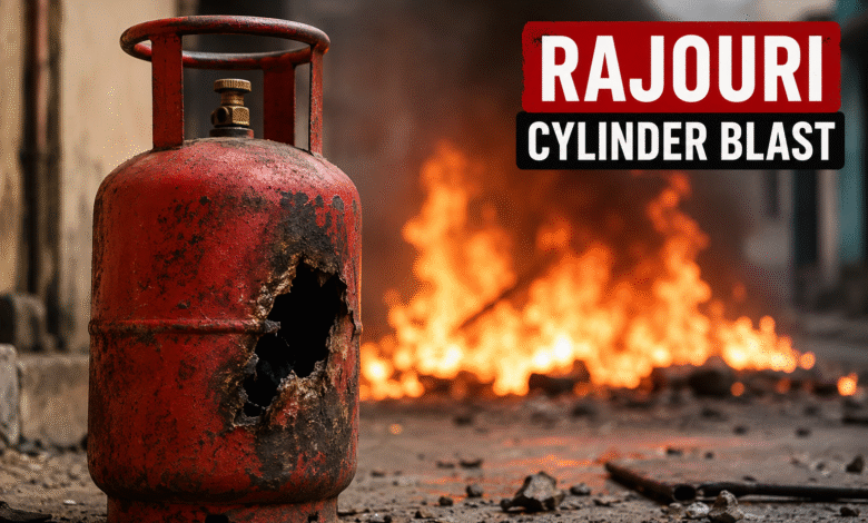 LPG gas cylinder blast accident with fire and emergency response scene