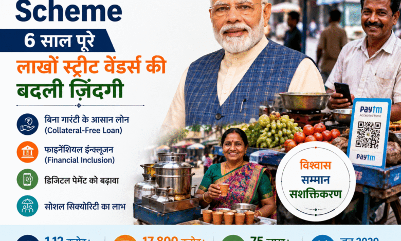 PM SVANidhi Scheme के 6 साल पूरे होने पर स्ट्रीट वेंडर्स को मिले लाभ और आर्थिक सशक्तिकरण को दर्शाती तस्वीर।