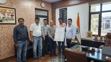Poonch district receiving SKOCH Award 2026 in New Delhi for Ayushman Bharat PMJAY SEHAT healthcare achievement and excellence in public health services
