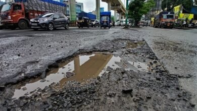 Worsening Toph Sherkhanian Bridge condition with deep potholes and slow moving traffic in Jammu