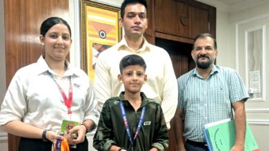 Bishnah Taekwondo Players Kanhaiya Choudhary and Jiya Choudhary receiving honour