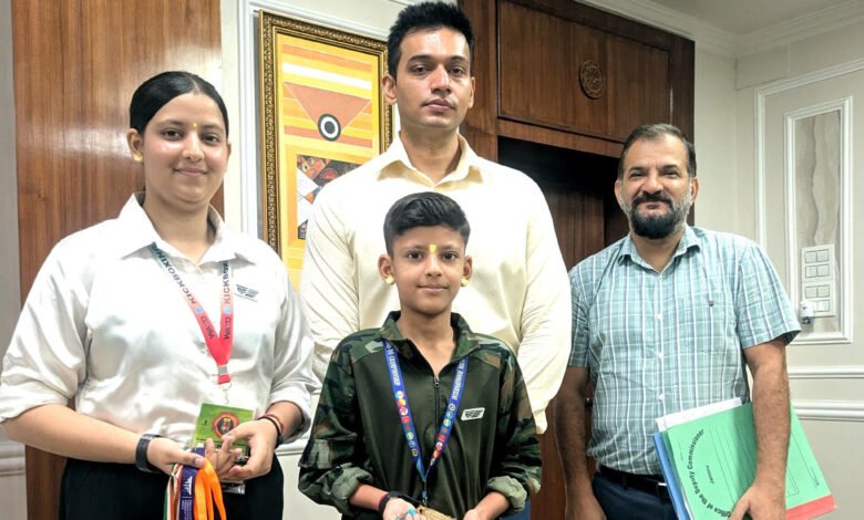Bishnah Taekwondo Players Kanhaiya Choudhary and Jiya Choudhary receiving honour