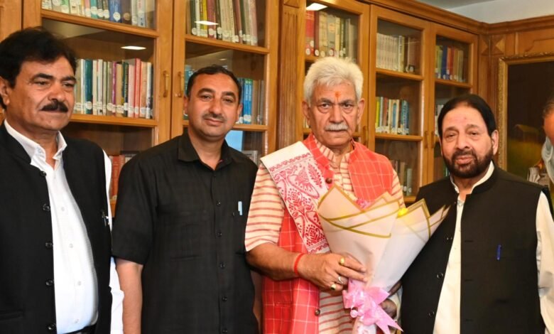 Budgam Public Issues delegation meeting with LG Manoj Sinha led by Hakeem Mohammad Yaseen