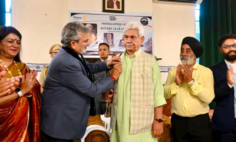 Rotary Club Kashmir event with LG Manoj Sinha addressing youth environment and drug free Jammu Kashmir