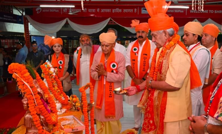 Amarnath First Batch 2026 pilgrims leaving from Bhagwati Nagar Base Camp in Jammu