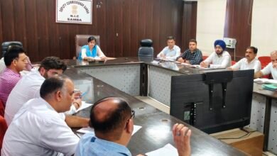 Samba Road Safety committee meeting reviewing road safety measures with DC Ayushi Sudan