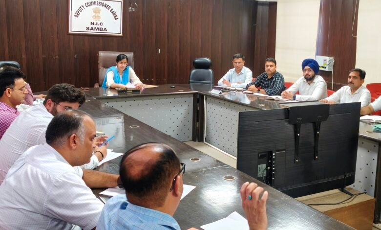 Samba Road Safety committee meeting reviewing road safety measures with DC Ayushi Sudan