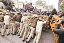 Delhi Protest Clash near Parliament Street during protest march